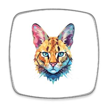Savannah Cat Colorful Watercolor Pet Illustration - Square fridge magnet - white - Front