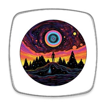 Au bord de l’horizon des événements - Motif surréaliste - Magnet carré - blanc - Devant