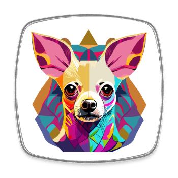 Farbenfrohe Chihuahua Illustration - Viereckiger Kühlschrankmagnet - Weiß - Vorne