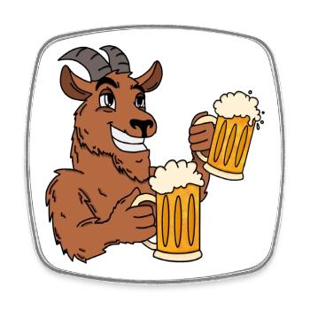 Saufender Bock - Viereckiger Kühlschrankmagnet - Weiß - Vorne