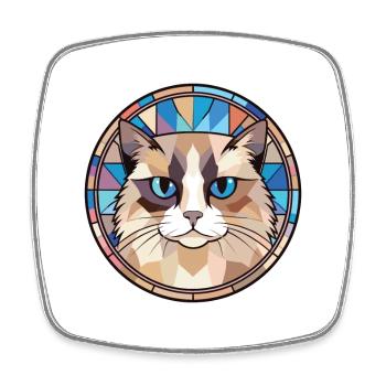 Ragdoll Cat Breed Illustration aquarelle colorée - Magnet carré - blanc - Devant