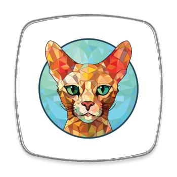 Rote Devon Rex Katze bunte Aquarell-Illustration - Viereckiger Kühlschrankmagnet - Weiß - Vorne