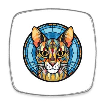 Savannah Cat Colorful Watercolor Pet Illustration - Square fridge magnet - white - Front