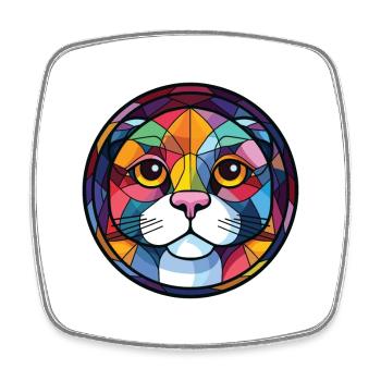 Scottish Fold Kurzhaar Katze buntes Aquarell - Viereckiger Kühlschrankmagnet - Weiß - Vorne