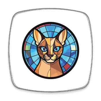 Siamesische Kurzhaarkatze Bunte Aquarell-Karikatur - Viereckiger Kühlschrankmagnet - Weiß - Vorne