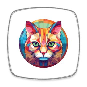 Singapura Katze bunte Aquarell-Haustier-Illustration - Viereckiger Kühlschrankmagnet - Weiß - Vorne