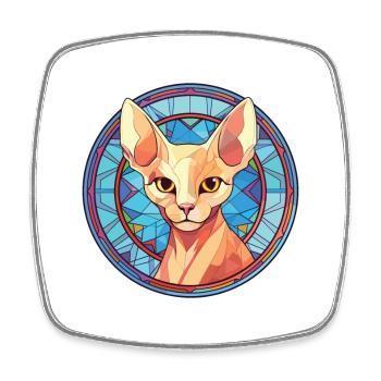 Sphynx Katze Rasse bunte Aquarell Illustration - Viereckiger Kühlschrankmagnet - Weiß - Vorne