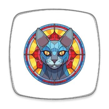 Illustration d’aquarelle colorée de chat bleu russe - Magnet carré - blanc - Devant