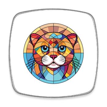 Scottish Fold Cat Bunte Aquarell-Illustration - Viereckiger Kühlschrankmagnet - Weiß - Vorne