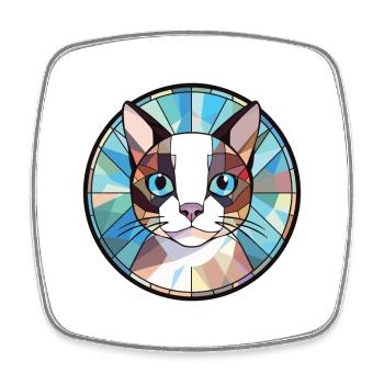 Snowshoe Cat Colorful Watercolor Pet Illustration - Square fridge magnet - white - Front