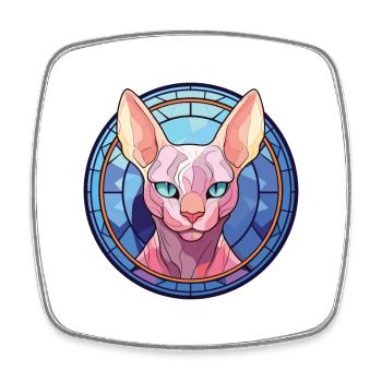 Sphynx Katze Rasse bunte Aquarell Illustration - Viereckiger Kühlschrankmagnet - Weiß - Vorne
