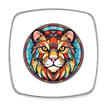 Tiger Katze Rasse bunte Aquarell Illustration - Viereckiger Kühlschrankmagnet - Weiß - Vorne