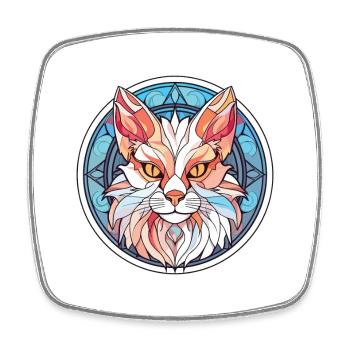 Chat Angora Turc Aquarelle Colorée Dessin Animé Pour Animaux De Compagnie - Magnet carré - blanc - Devant