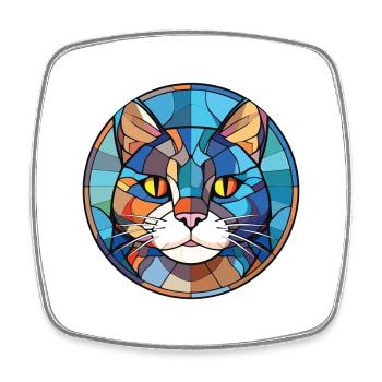 Schottische gerade Katze bunte Aquarell-Karikatur - Viereckiger Kühlschrankmagnet - Weiß - Vorne