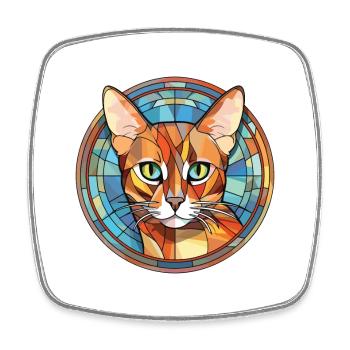 Somali Shorthair Cat Coloré Aquarelle Dessin Animé - Magnet carré - blanc - Devant