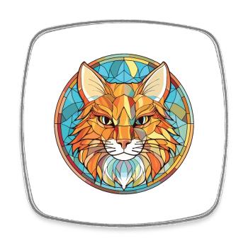 Somali Cat Breed coloré aquarelle Illustration - Magnet carré - blanc - Devant