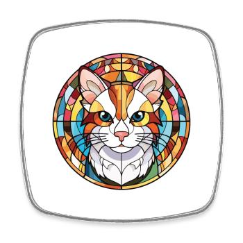 Illustration à l’aquarelle colorée de chat Van turc - Magnet carré - blanc - Devant