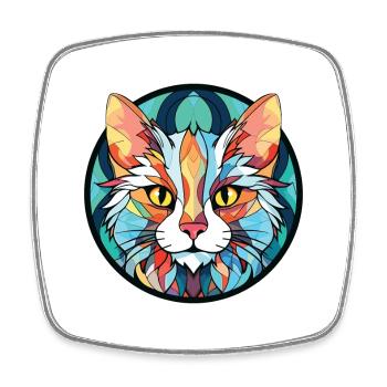 Chat Angora Turc Aquarelle Colorée Dessin Animé Pour Animaux De Compagnie - Magnet carré - blanc - Devant
