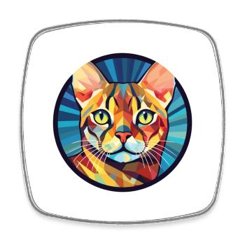 Bengal Katze Rasse bunte Aquarell Illustration - Viereckiger Kühlschrankmagnet - Weiß - Vorne