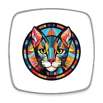 Illustration à l’aquarelle colorée de chat Mau égyptien - Magnet carré - blanc - Devant