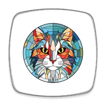 Chat Angora Turc Aquarelle Colorée Dessin Animé Pour Animaux De Compagnie - Magnet carré - blanc - Devant