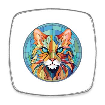 Laperm Cat Breed Illustration aquarelle colorée - Magnet carré - blanc - Devant