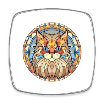 Persan Cat Breed coloré Illustration à l’aquarelle - Magnet carré - blanc - Devant