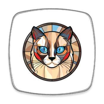 Balinese Cat Colorful Watercolor Pet Illustration - Square fridge magnet - white - Front