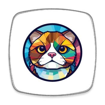 Scottish Fold Cat Bunte Aquarell-Illustration - Viereckiger Kühlschrankmagnet - Weiß - Vorne