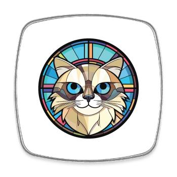 Birma Katze Rasse Bunte Aquarell Illustration - Viereckiger Kühlschrankmagnet - Weiß - Vorne