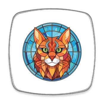 Somali Cat Breed coloré aquarelle Illustration - Magnet carré - blanc - Devant