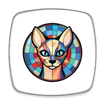 Siamkatze Rasse bunte Aquarell-Illustration - Viereckiger Kühlschrankmagnet - Weiß - Vorne