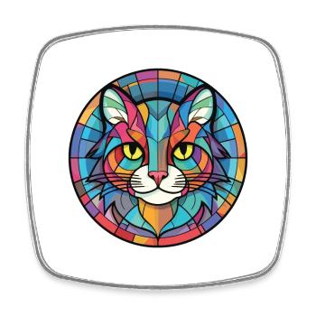 Manx Cat Breed coloré aquarelle Illustration - Magnet carré - blanc - Devant