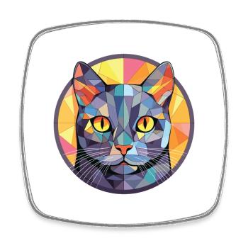 Chartreux Cat Colorful Watercolor Pet Illustration - Square fridge magnet - white - Front