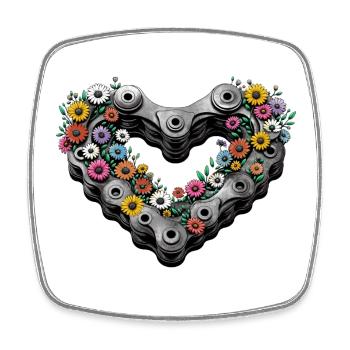 Vélo Vélo Chaîne Vélo Fleurs Cyclisme - Magnet carré - blanc - Devant