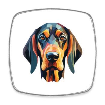 American Black And Tan Coonhound Dog Watercolor - Square fridge magnet - white - Front