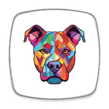 American Pitbull Terrier chien race aquarelle - Magnet carré - blanc - Devant