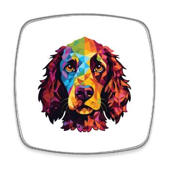 American Water Spaniel Dog Breed Watercolor Glass - Square fridge magnet - white - Front