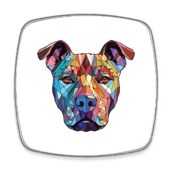 American Pitbull Terrier chien race aquarelle - Magnet carré - blanc - Devant