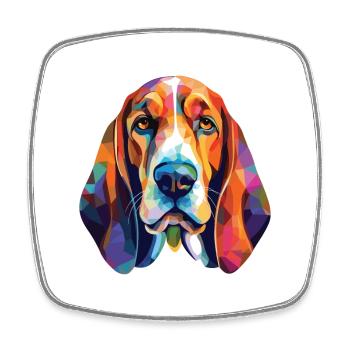 Basset Hound chien race aquarelle Illustration - Magnet carré - blanc - Devant