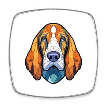 Basset Bleu De Gascogne Dog Breed Watercolor Glass - Square fridge magnet - white - Front