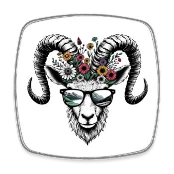 Steinbock Berge Wandern Sonnenbrille Sternzeichen - Viereckiger Kühlschrankmagnet - Weiß - Vorne