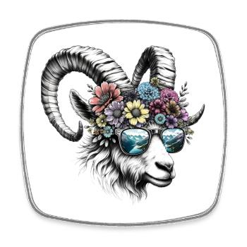 Lunettes de soleil Capricorne Floral Alps Zodiac - Magnet carré - blanc - Devant