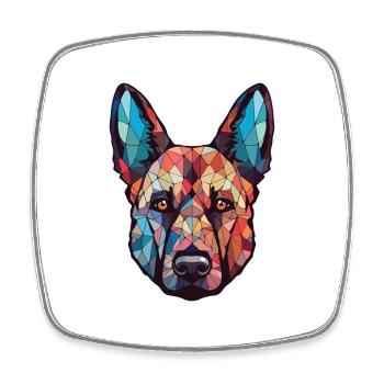 Belgian Shepherd Dog Breed Watercolor Illustration - Square fridge magnet - white - Front