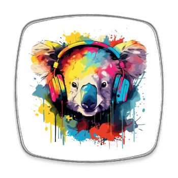Koala mit Kopfhörer Musik Koala Bär - Viereckiger Kühlschrankmagnet - Weiß - Vorne