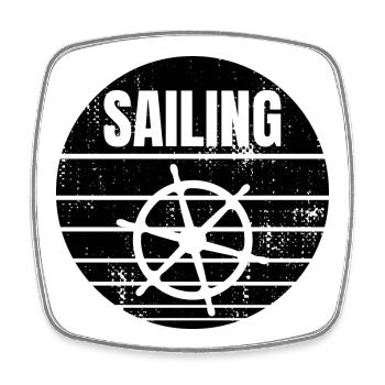 Segelboot Steuerrad - Viereckiger Kühlschrankmagnet - Weiß - Vorne