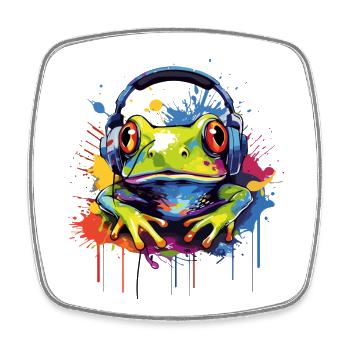 Frog with headphones Frogs Animals - Square fridge magnet - white - Front