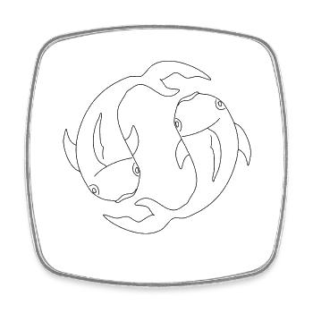 Pisces Fish Silhouette Drawing - Square fridge magnet - white - Front