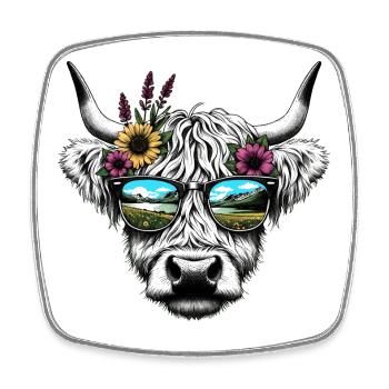 Kuh Landleben Alm Wandern Illustration Almabtrieb - Viereckiger Kühlschrankmagnet - Weiß - Vorne