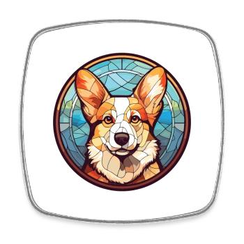 Corgi chien race coloré aquarelle illustration - Magnet carré - blanc - Devant